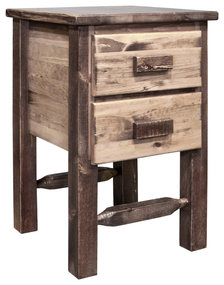 Homestead Collection Nightstand With 2-Drawers, Stain and Clear Lacquer Finish