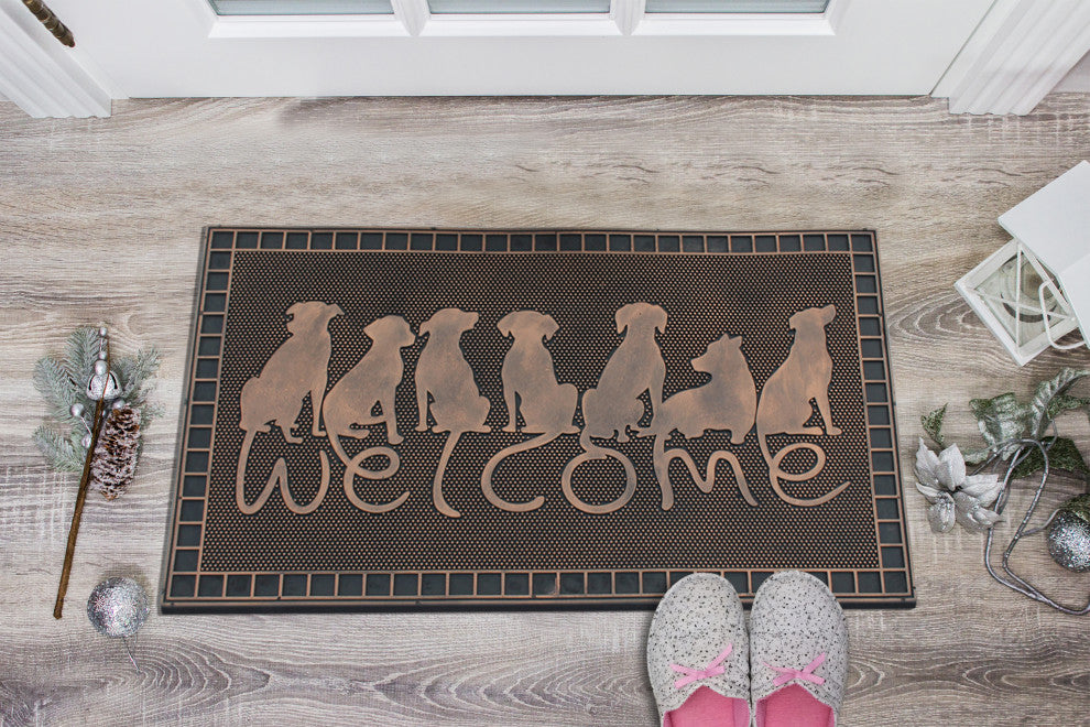 A1HC Dogs Tails Welcome Rubber Pin Mat, Beautifully Copper Finished 18"x30"