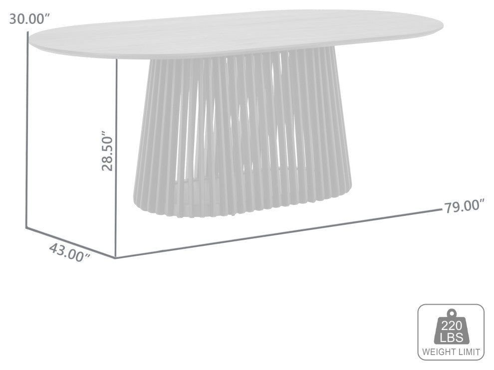 Pasadena 79" Wood Oval Dining Table With Walnut Finish and Black Base