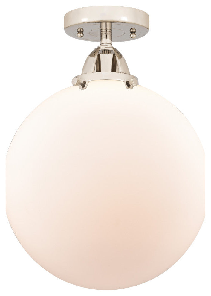 Beacon Semi-Flush Mount, Polished Nickel, Matte White, Matte White