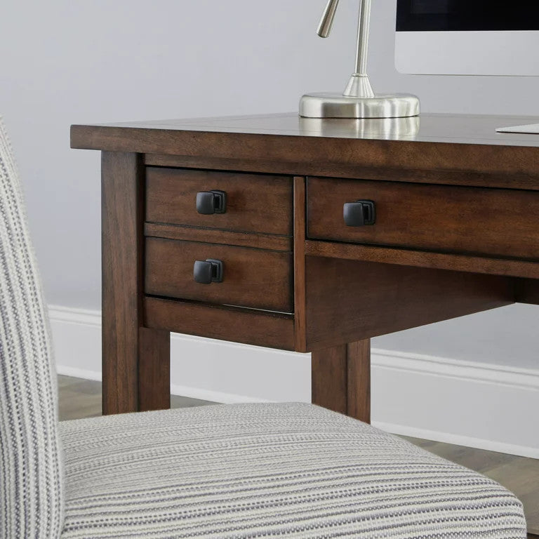 Traditional Desk, Hardwood Construction With Multiple Drawers, Warm Aged Maple