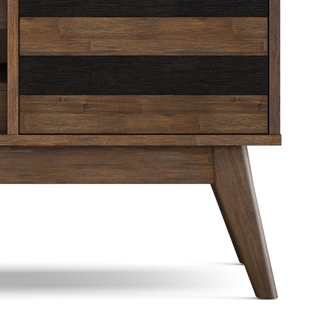 Clarkson Solid Acacia Wood Wine Cabinet, Rustic Natural Aged Brown
