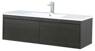 Sant 48 Iron Charcoal Vanity, Acrylic Top With Sink, Rose Gold Faucet Set