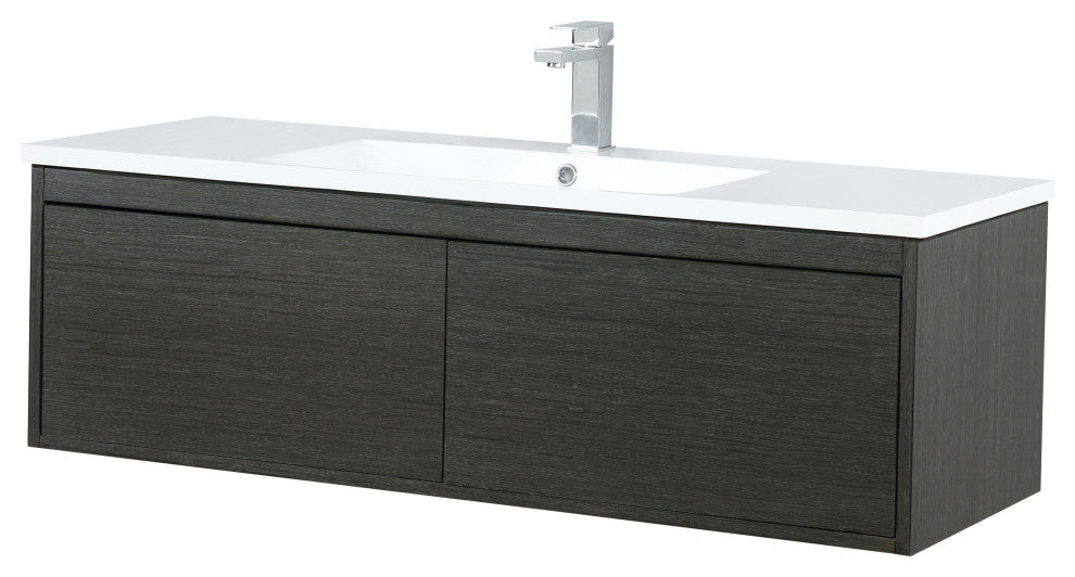 Sant 48 Iron Charcoal Vanity, Acrylic Top With Sink, Rose Gold Faucet Set