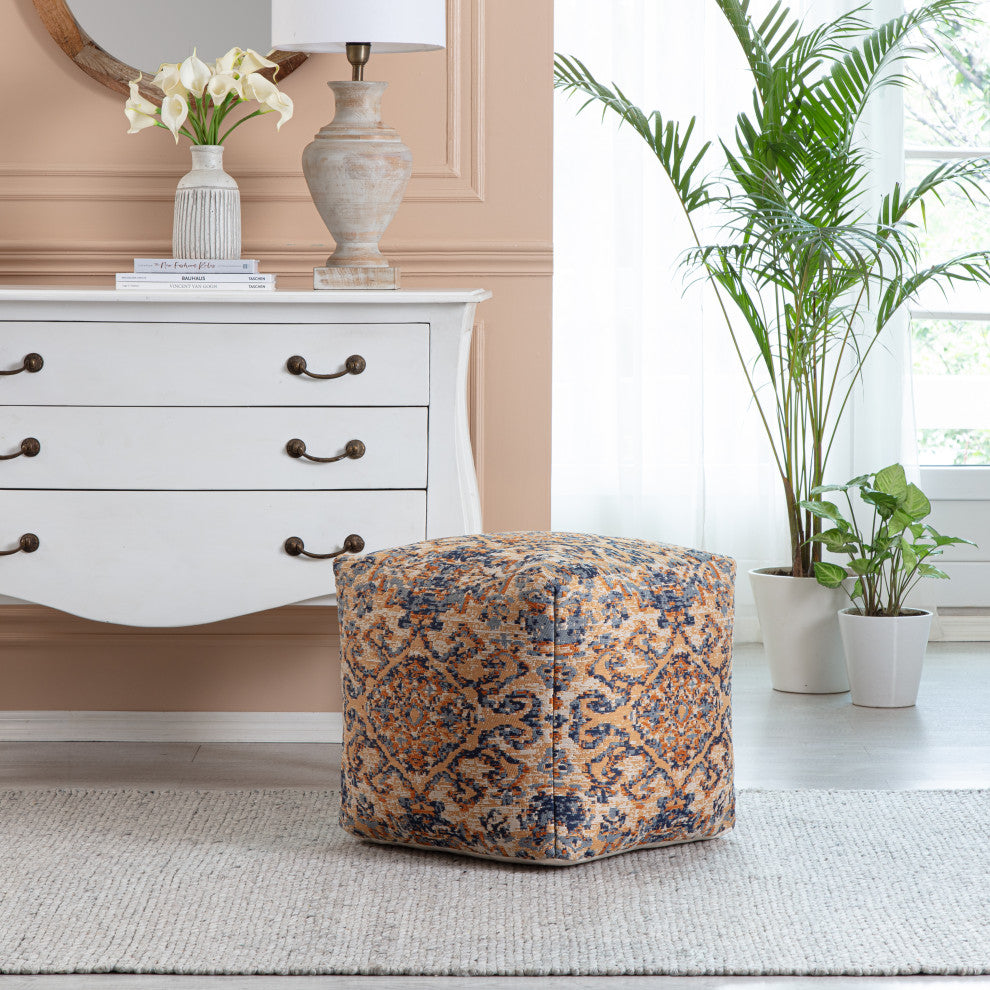Tofino Orange 20" x 20" x 20" Multicolor Pouf