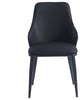 Contemporary Faux Leather and Metal Dining Chair, Set of 2, Black