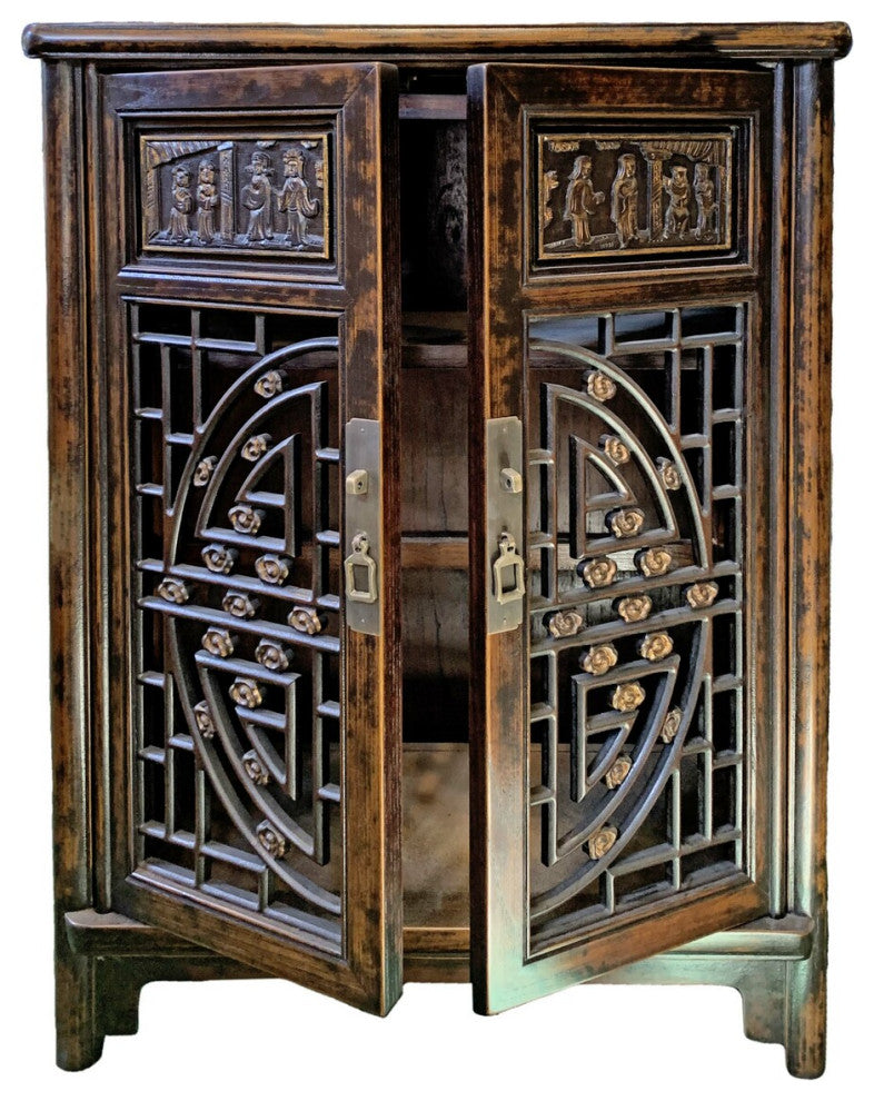 Carved Oriental Shoe Cabinet