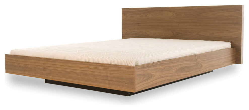 Float Queen Bed With Mattress Support, Walnut