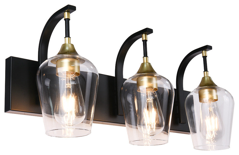 Mid-Century Modern 3-Light Glass Shaded Vanity Light