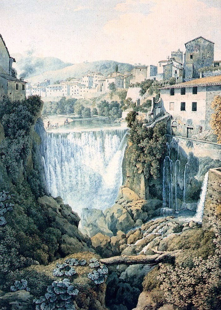 Filippo Giuntotardi A Waterfall Outside An Italian Town Gallery Wrapped Canvas