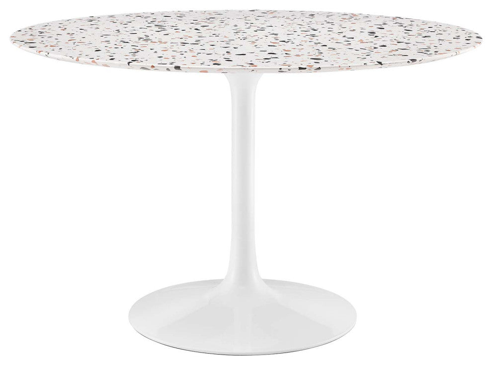 Lippa 47" Round Terrazzo Dining Table, White White