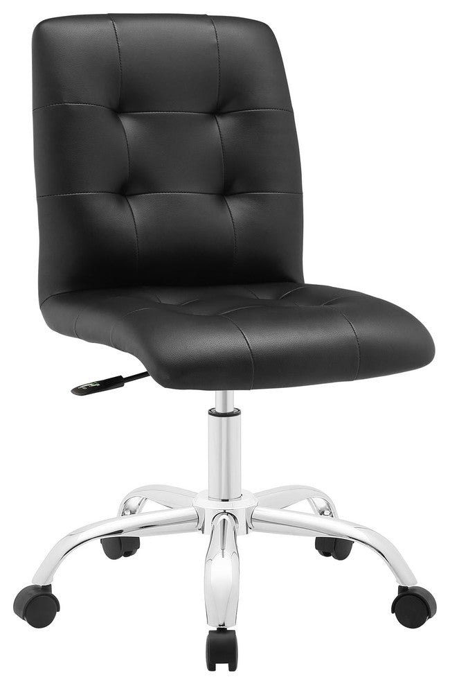Modern Contemporary Office Chair, Black Faux Leather