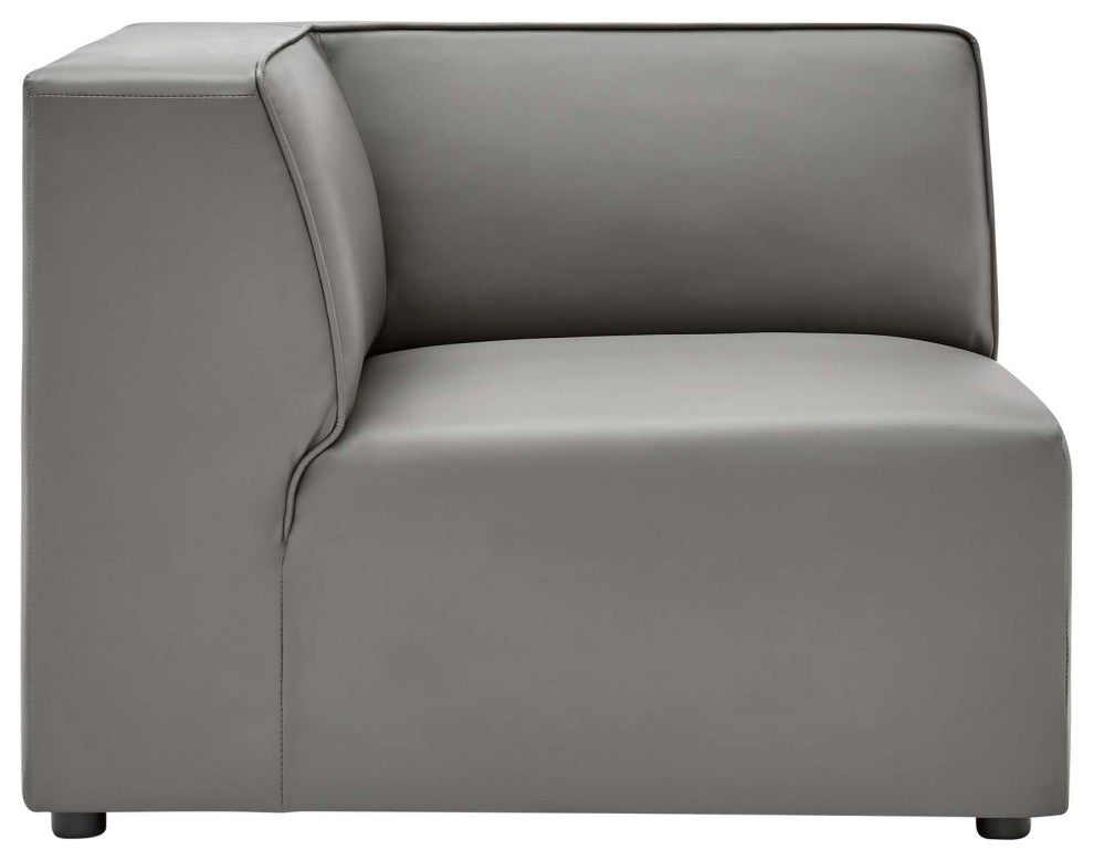Mingle Vegan Leather Corner Chair-Gray