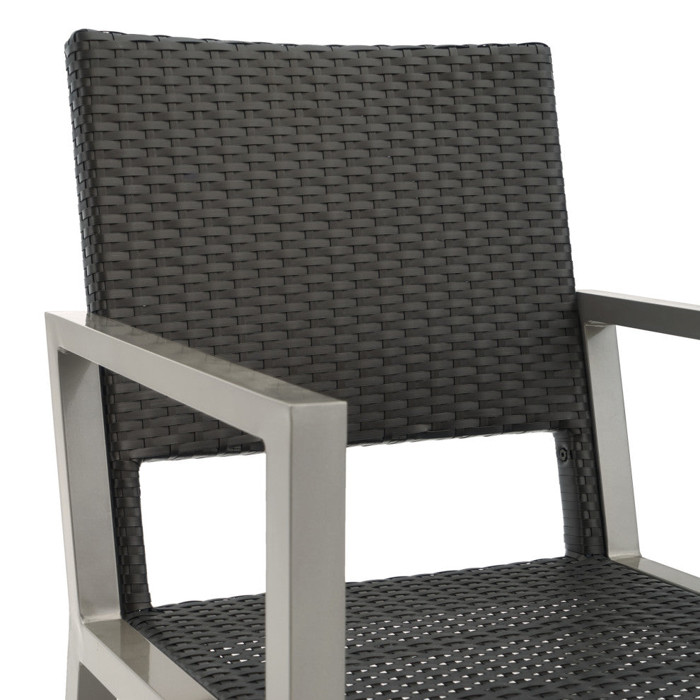 Milo Espresso 9 Piece Sunbrella Outdoor Patio Dining Set, Sunset Red