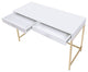 ACME Ottey Vanity Desk, White High Gloss and Gold Finish