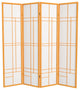 6' Tall Eudes Shoji Screen, Honey, 4 Panels