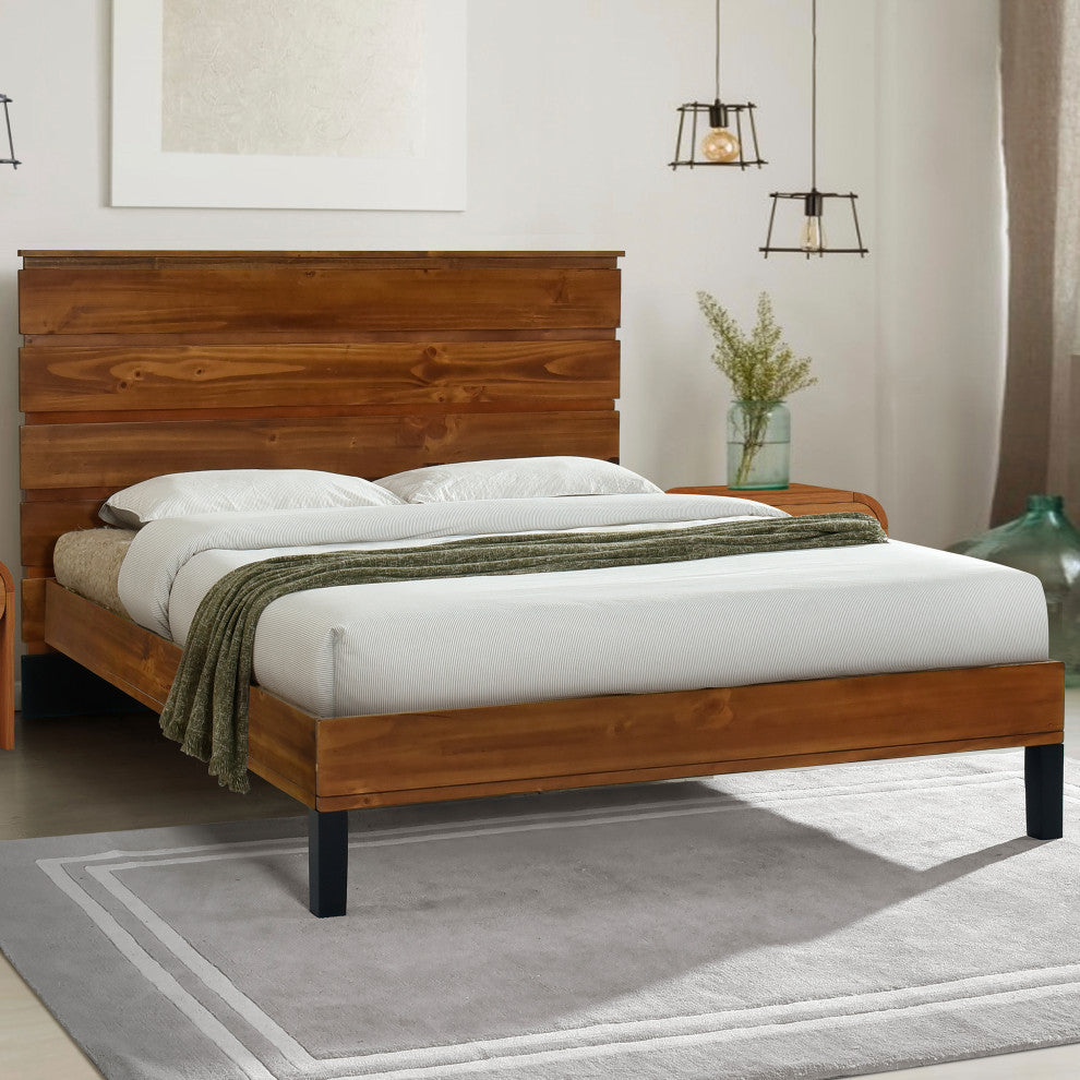 Gewnee Modern Solid Wood Bed Frame Queen Size Platform Bed