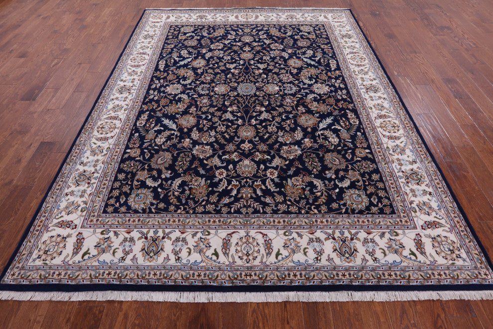 7' 10" X 10' 2" Persian Nain Wool and Silk Handmade Rug Q9315