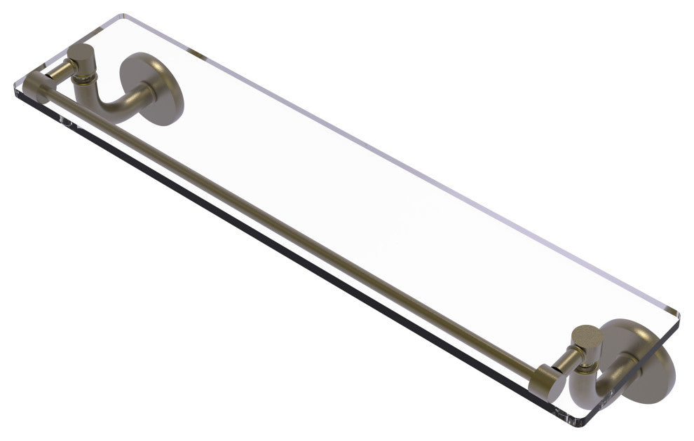 Remi 22" Glass Vanity Shelf with Gallery Rail, Antique Brass