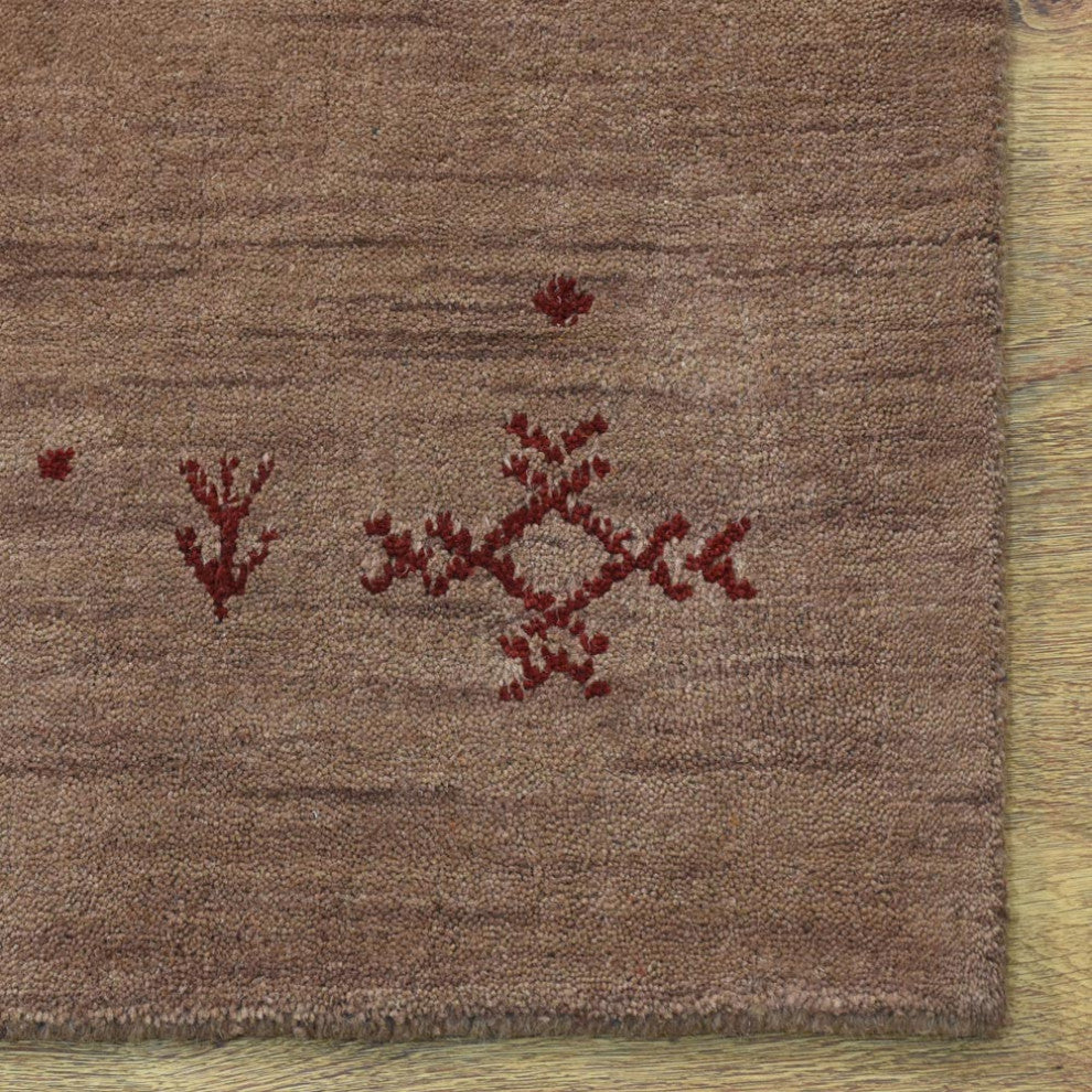 Hand Knotted Loom Wool Area Rug Contemporary, Light Brown, [Runner] 2'8''x8'