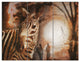 Vintage Style African Zebra, African Triptych Canvas Art Print, 36x28, 3 Panels