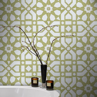 Azilal Handmade Cement Tile, Tan/White, Sample