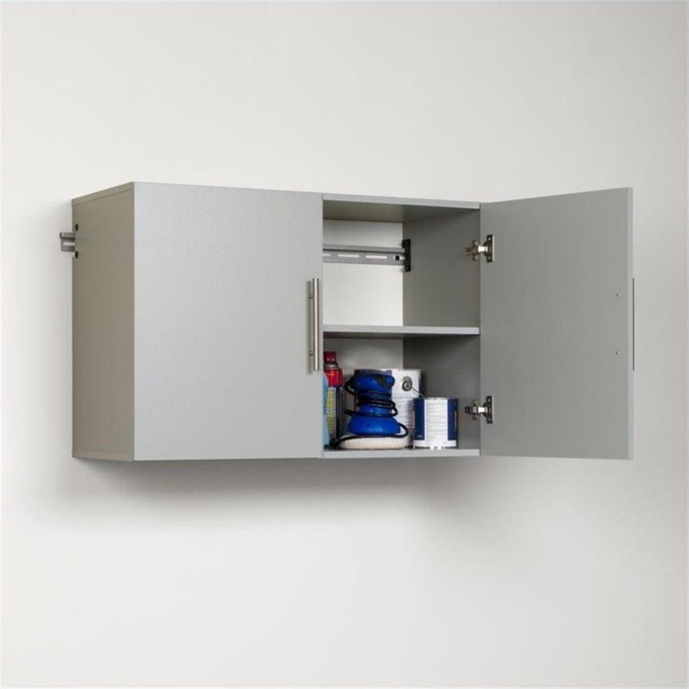 Prepac HangUps 36" Upper Storage Cabinet in Light Grey Laminate