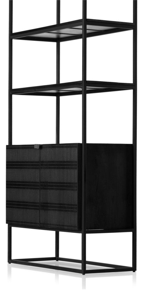 Kelby Bookcase Carved Vintage Brown, Vintage Brown, Gunmetal