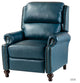 Genuine Leather Cigar Recliner With Nail Head Trim, Turquoise