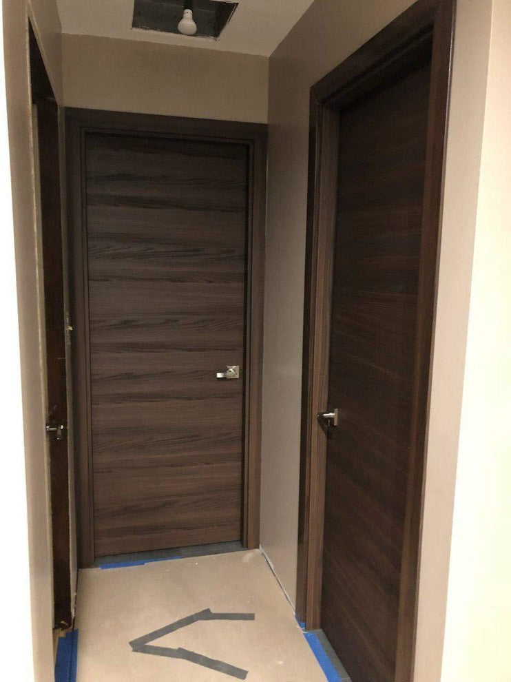 French Double Doors 60 x 84 with Frames Hardware| Planum 0010 Chocolate Ash