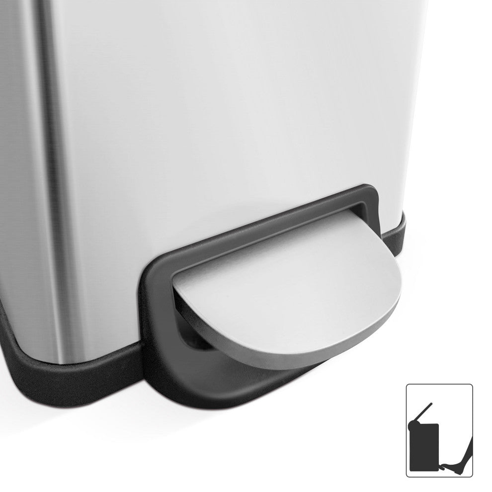 2.6 Gal Fingerprint Free Stainless Steel Slim Rectangular Step-on Trash Can