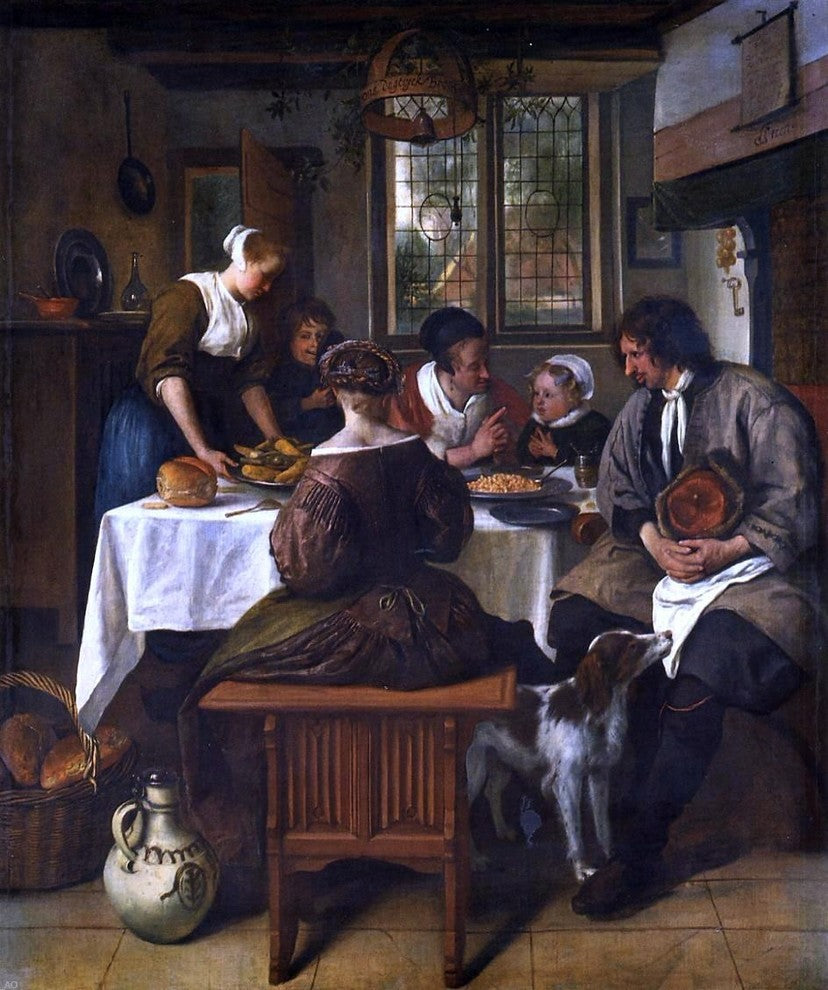 Jan Steen The Prayer Before the Meal, 20"x25" Gallery Wrapped Canvas Print