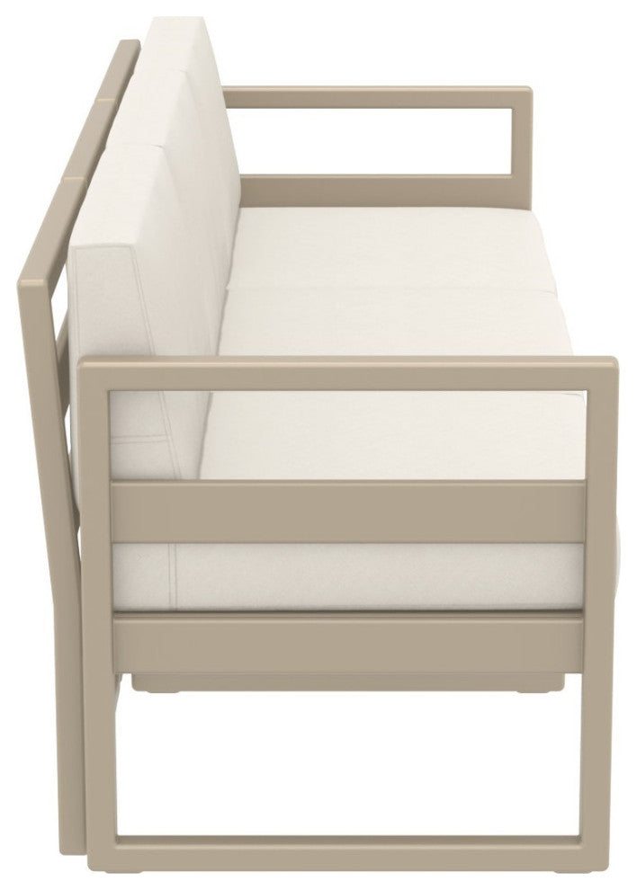 Mykonos Patio Sofa Taupe With Acrylic Fabric Natural Cushion