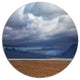 Stretch Of Land Under Blue Sky, Landscape Large Disc Metal Artwork, 36"