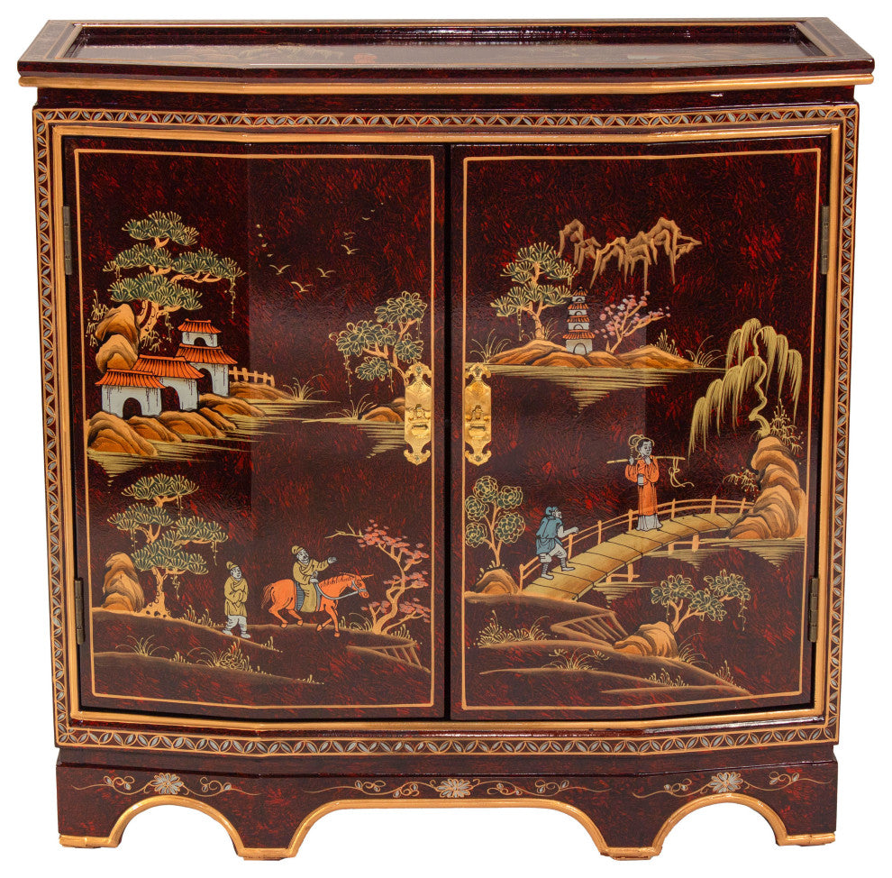 Red Lacquer Slant Sideboard Landscape