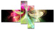 Large Circle with Yellow Curves, Floral Canvas Art Print, 60"x32", 4 panels