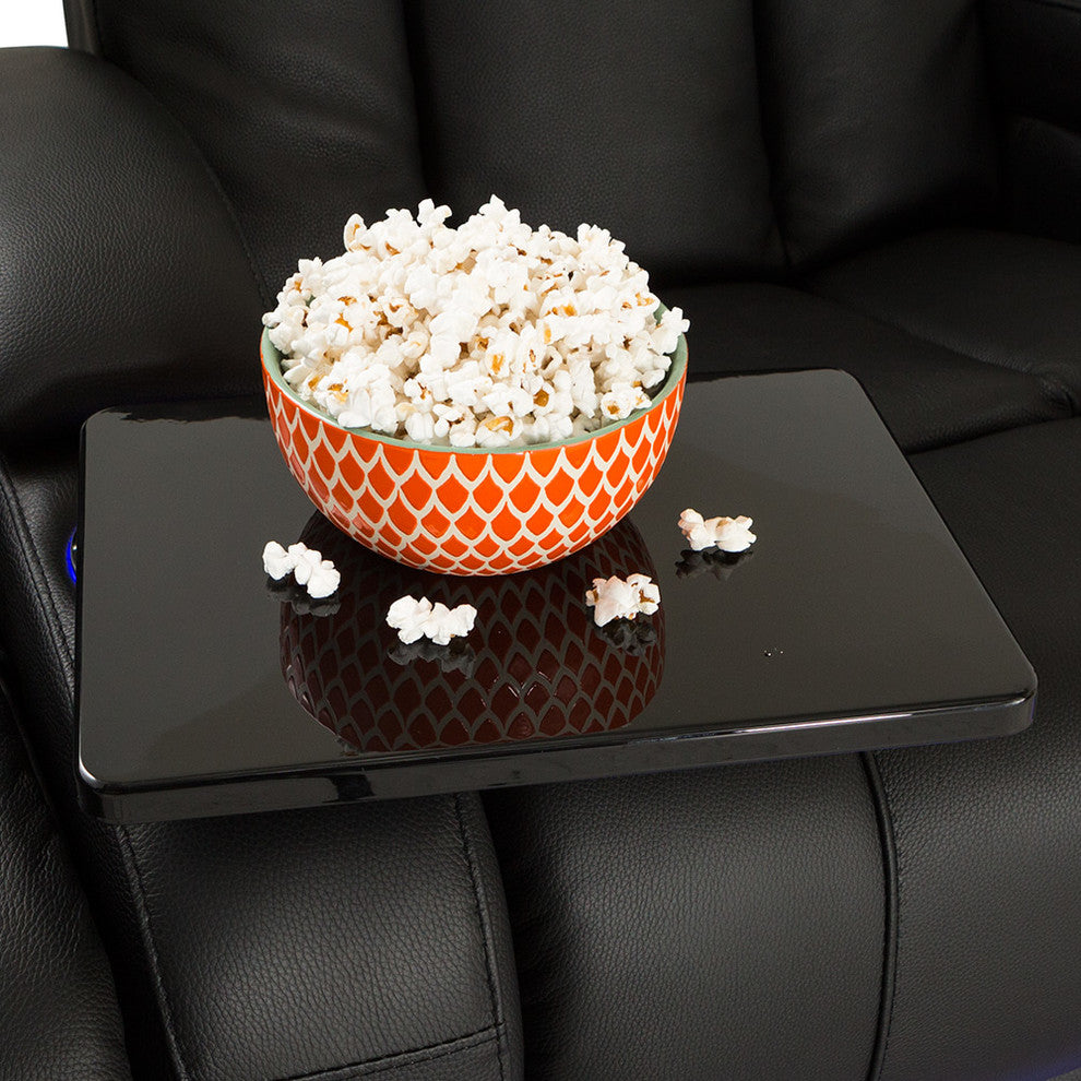 Seatcraft Grenada Home Theater Seating, Black, Leather, Row of 3