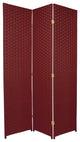 6' Tall Woven Fiber Room Divider, Special Edition, Burgundy, 3 Panel