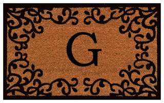 Chateaux Monogram Doormat, 18"x30", Natural, Black, Letter G
