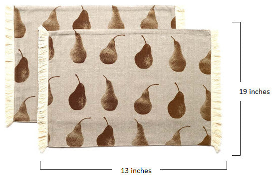 Set of Eight Light Brown Pear Pattern Placemats