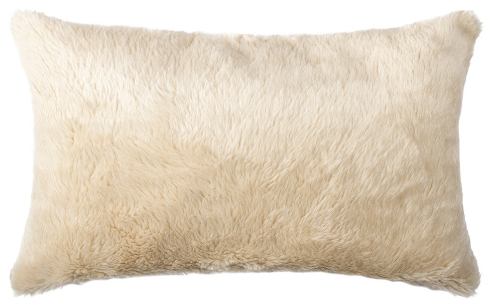 12"x20" Belton Faux Fur Pillow, Sand
