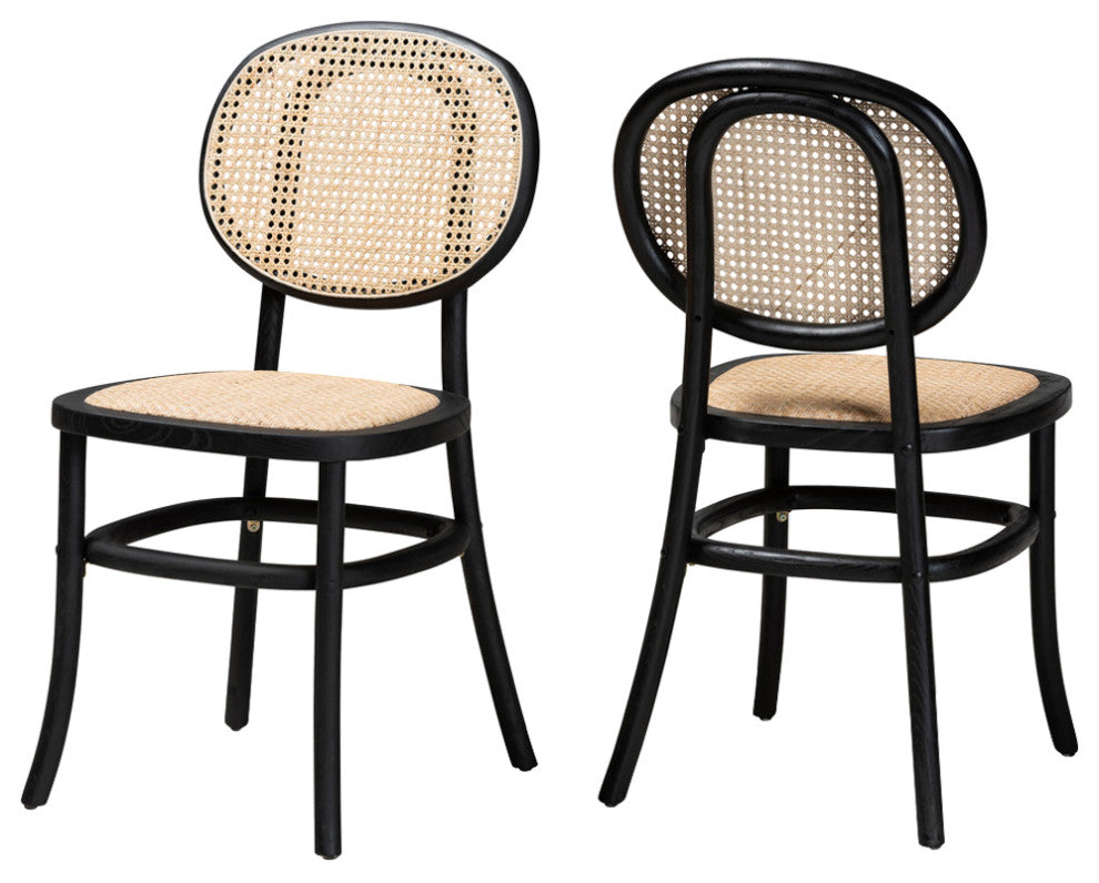 Marcella Mid-Century 2-Piece Dining Chairs, Black