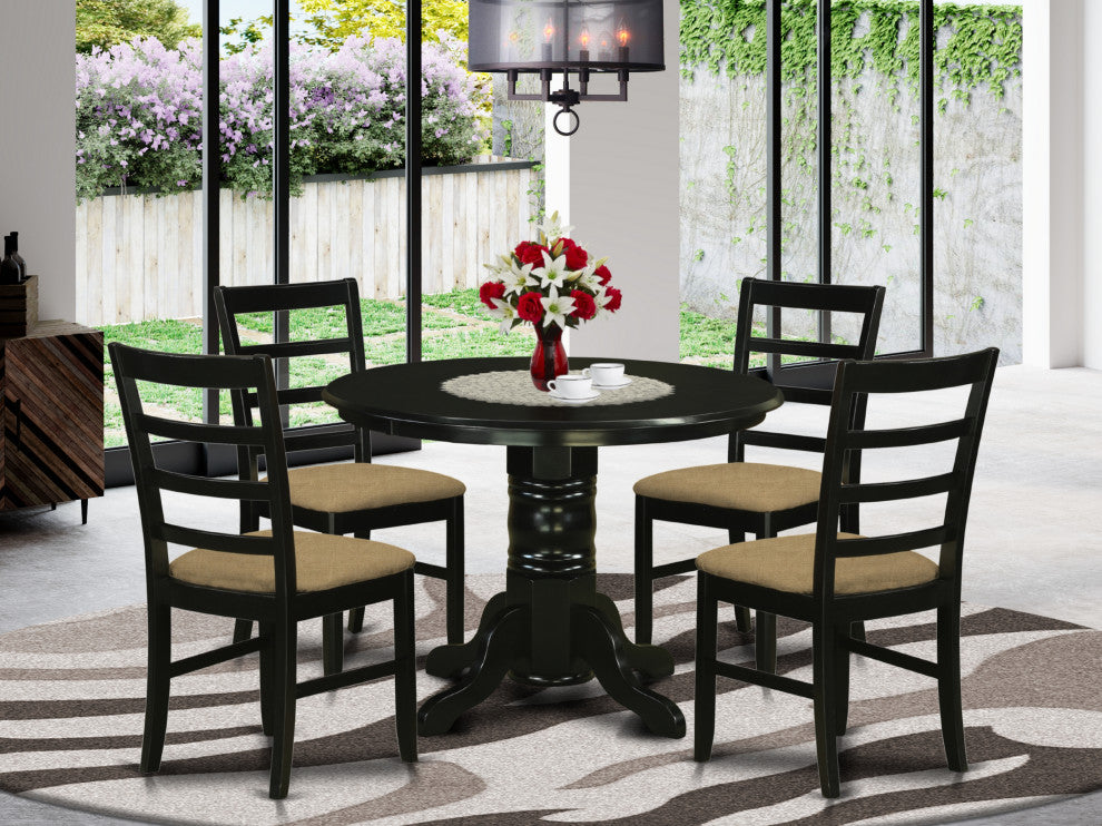 Shpf5-Blk-C 5 Pc Dining Room Set For 4-Dining Table And 4 Dining Chairs
