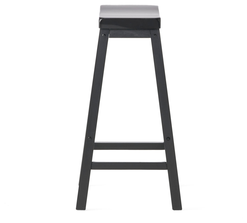 GDF Studio Harrison Black Saddle Wood Bar Stools, Set of 2