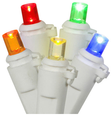 Multicolor LED Wide Angle Christmas Lights, White Wire, 60-Piece Set