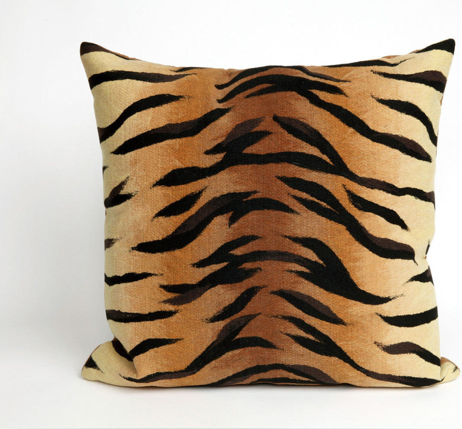 Visions I Tiger Pillow, Brown, 20"x20"
