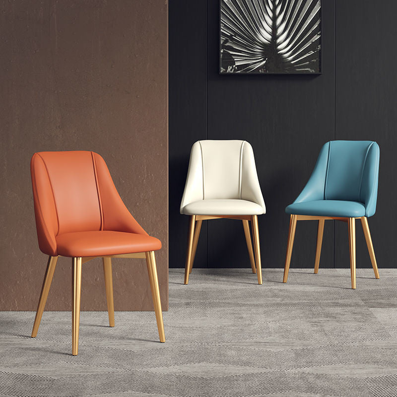 Nordic Iron Desk Stool Dining Chair, Orange+gold Legs