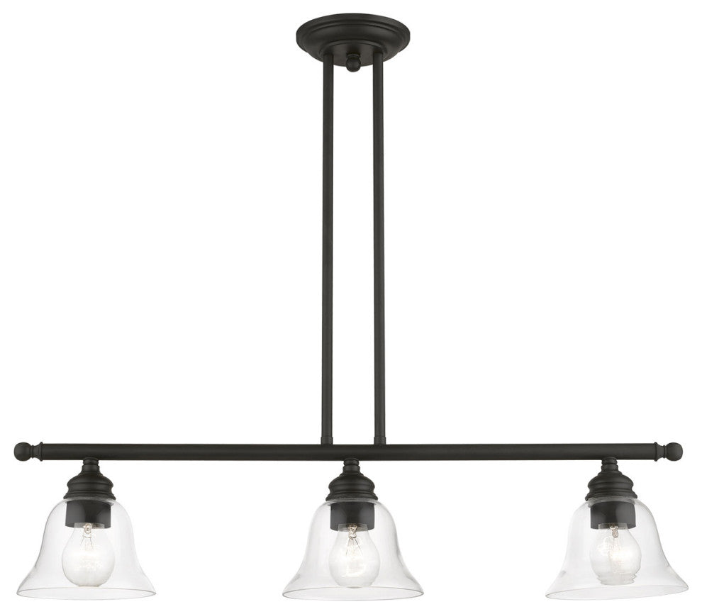 Livex Lighting 46487-04 3 Light Black Linear Chandelier