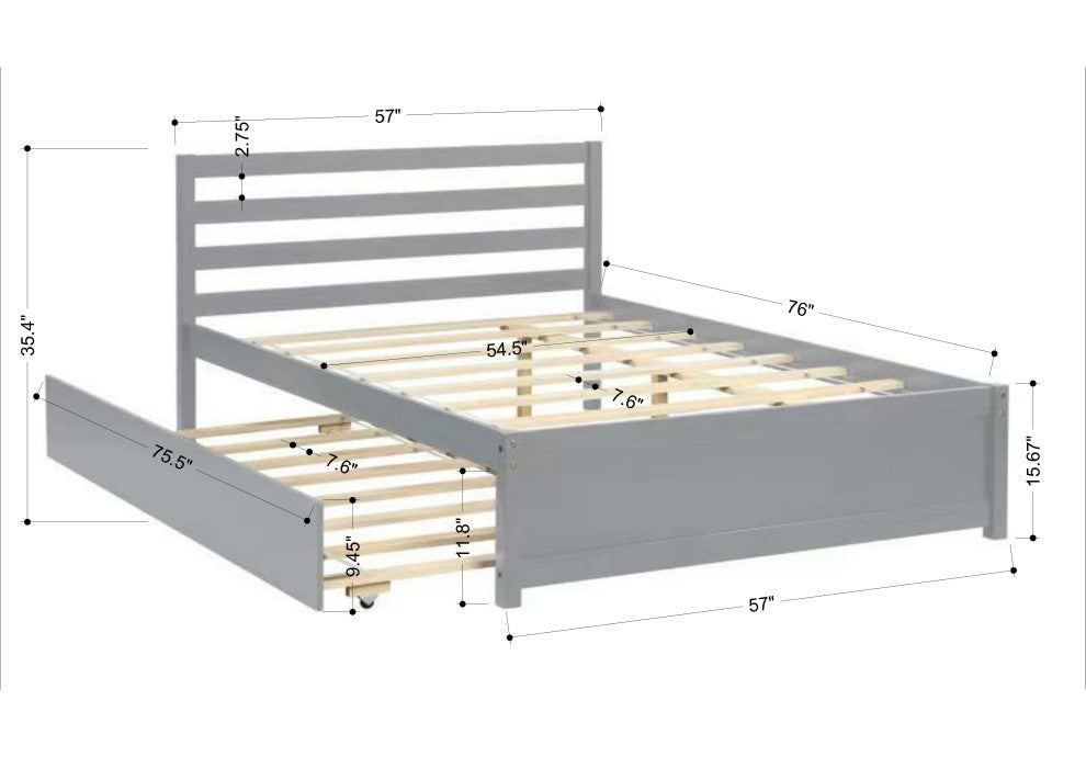 Gewnee Full Size Wood Platform Bed Frame