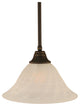 Stem Pendant In Dark Granite, 14" White Alabaster Swirl Glass